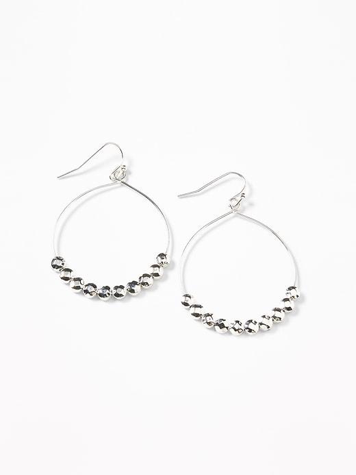 Old Navy Womens Beaded-drop Hoop Earrings For Women Silver Size One Size