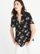 Old Navy Womens Lightweight Floral-printed Top For Women Black Floral Size S