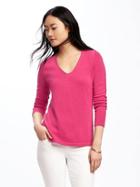 Old Navy Classic V Neck Sweater For Women - Raspberry Surprise