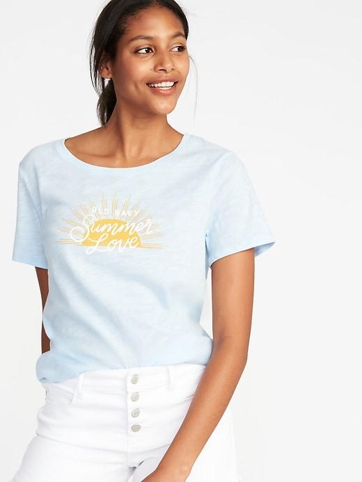 Old Navy Womens Everywear Logo-graphic Crew-neck Tee For Women Just Chill Size L