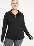 Old Navy Womens Plus-size 1/4-zip Performance Pullover Black Size 1x