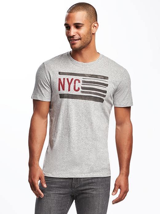 Old Navy Soft Washed Nyc Graphic Tee For Men - Heather Gray