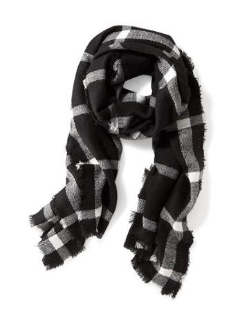 Old Navy Brushed Flannel Scarf Size One Size - Black Plaid