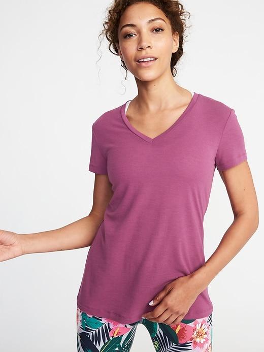 Old Navy Womens Ultra-light V-neck Performance Tee For Women Winter Plum Size M
