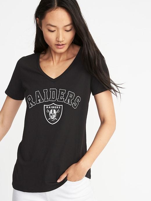 Old Navy Womens Nfl Team Graphic V-neck Tee For Women Raiders Size L