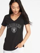 Old Navy Womens Nfl Team Graphic V-neck Tee For Women Raiders Size L