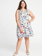 Old Navy Womens Sleeveless Georgette Plus-size Swing Dress White Floral Size 2x