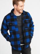 Old Navy Mens Sherpa Shirt Jacket For Men Blue Plaid Size Xxl