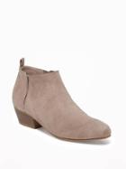 Old Navy Sueded Ankle Boots For Women - New Taupe