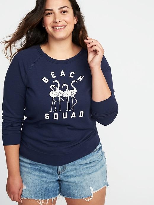 Old Navy Womens Relaxed Plus-size Graphic French-terry Sweatshirt Organic Beach Size 1x