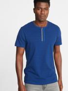 Old Navy Mens Soft-washed Crew-neck Henley For Men Cobalt Size L