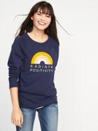 Old Navy Womens Relaxed Graphic Crew-neck Sweatshirt For Women Radiate Positivity Size Xs