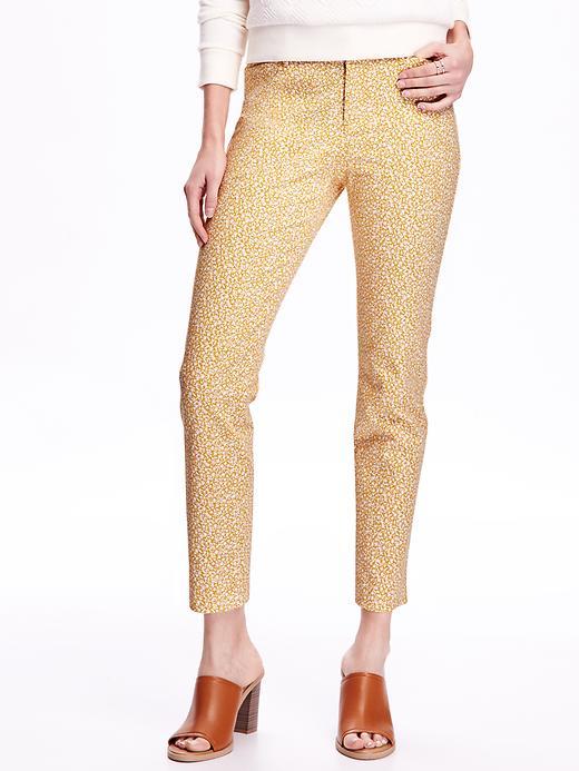 Old Navy Printed Mid Rise Pixie Ankle Pants - Yellow Floral