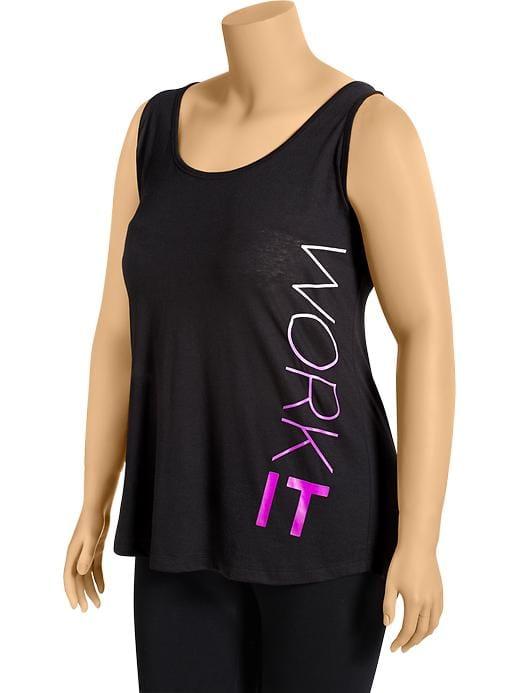 Old Navy Womens Women';s Plus  Go-dry Graphic Tanks Black Jack 3 Size 4x