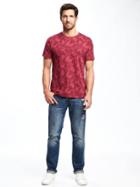 Old Navy Printed Slub Knit Tee For Men - Berry Red