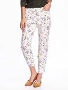 Old Navy Pixie Chino Mid Rise Pants For Women - Multi Floral Bottom