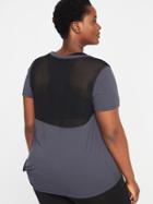 Old Navy Womens Mesh-back Side-tie Plus-size Performance Tee Coal Smoke Size 2x