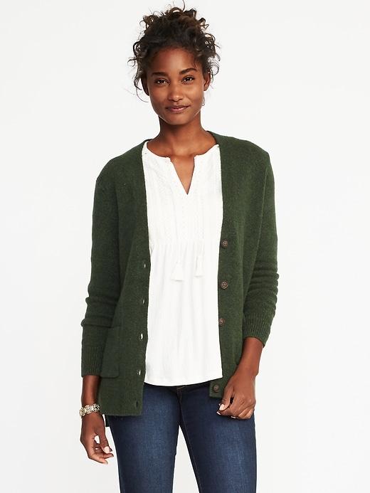 Brushed-yarn Boyfriend Cardi For Women