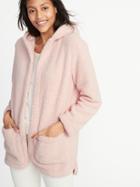 Old Navy Womens Hooded Open-front Sherpa Sweater For Women Bubblegum Pink Size S