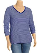 Old Navy Womens Plus Perfect V Neck Tees - Blue Stripe