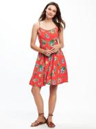 Old Navy Fit & Flare Cami Dress For Women - Large Red Floral