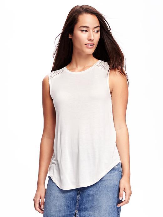 Old Navy Relaxed Lace Yoke Top For Women - Creme De La Creme