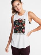 Old Navy Womens Relaxed Graphic Performance Muscle Tank For Women White Floral Size S