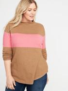 Old Navy Womens Plus-size Mock-neck Color-block Sweater Camel/pink Size 2x