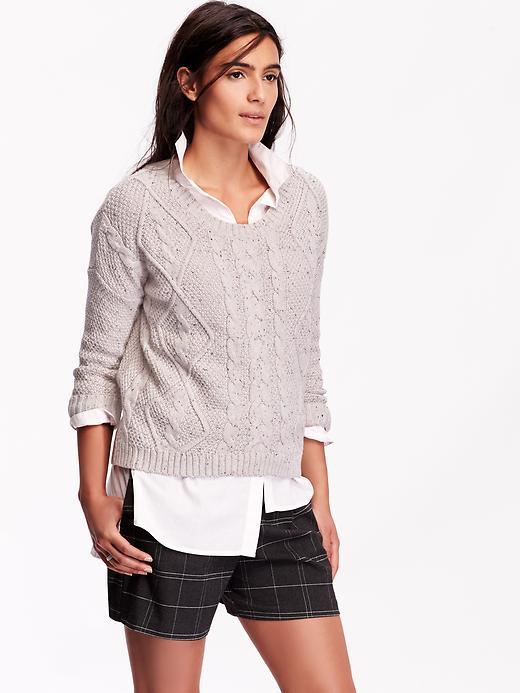 Old Navy Womens Cable Knit Cocoon Sweaters Size L - Taupe