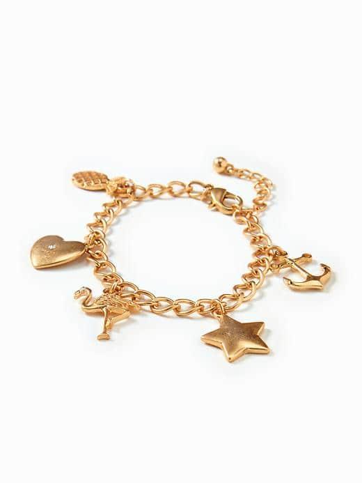 Old Navy Gold Toned Charm Bracelet For Women - Gold