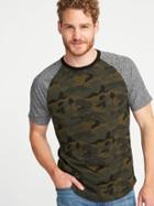 Old Navy Mens Soft-washed Color-block Raglan Tee For Men Green Camo Size M