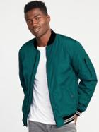Old Navy Mens Water-resistant Nylon Bomber Jacket For Men Green Size L