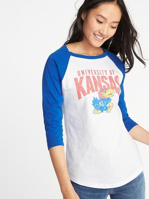Old Navy Womens College-team 3/4-length Raglan Tee For Women University Of Kansas Size Xxl