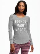 Old Navy Semi Fitted Waffle Knit Tee For Women - Charcoal