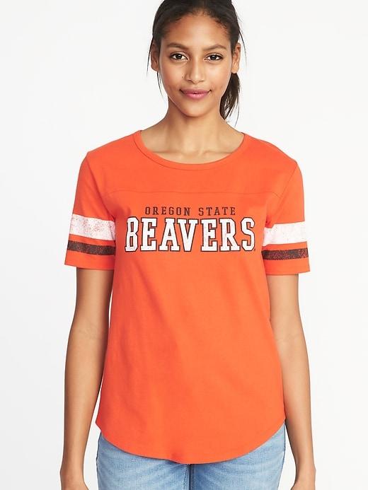 Old Navy Womens College-team Graphic Sleeve-stripe Tee For Women Oregon State Unv Size Xs