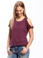 Old Navy Relaxed Cutout Shoulder Top For Women - Pink Tangiers