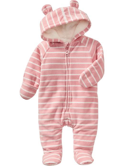 Old Navy Performance Fleece Bear One Piece - Pink Stripe