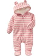 Old Navy Performance Fleece Bear One Piece - Pink Stripe