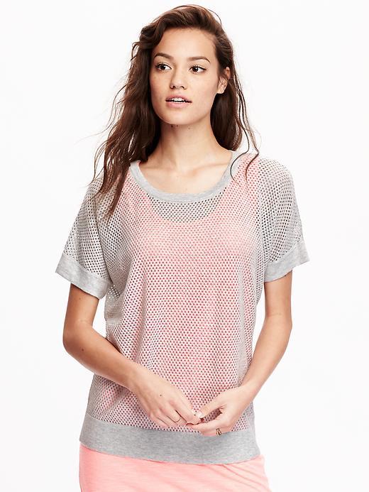 Old Navy Womens Mesh Sweater Knit Tops Size L - Light Heather Gray