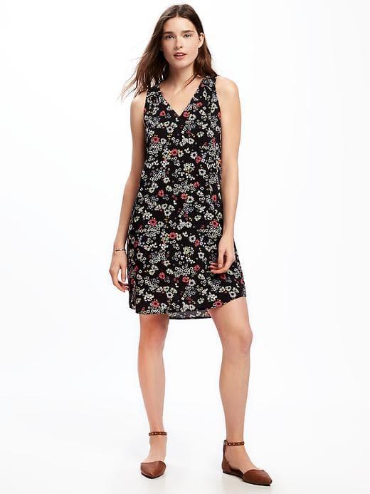 Old Navy Sleeveless Cutout Back Shift Dress For Women - Black Floral