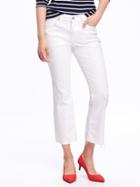 Old Navy Mid Rise Stay White Cropped Kick Flare Jeans For Women - Bright White