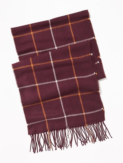 Old Navy Mens Patterned Flannel Scarf For Men Burgundy Plaid Size One Size