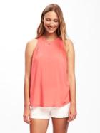 Old Navy Womens Relaxed High-neck Tank For Women Coral Tropics Size S