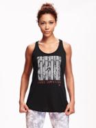 Old Navy Go Dry Cool Graphic Tank For Women - Cora Coral Neon Poly