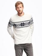 Old Navy Snowflake Fair Isle Wool Blend Sweater For Men - Creme