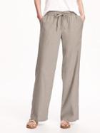 Old Navy Womens Mid-rise Linen-blend Pants For Women Amalgam Size M