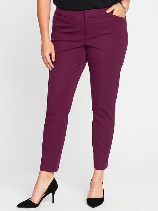 Old Navy Womens Mid-rise Smooth & Slim Plus-size Pixie Pants Winter Wine Size 30
