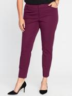 Old Navy Womens Mid-rise Smooth & Slim Plus-size Pixie Pants Winter Wine Size 30