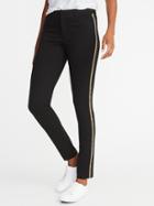 Old Navy Womens Mid-rise Ponte-knit Side-stripe Pixie Ankle Pants For Women Black Size 12