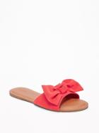 Old Navy Womens Sueded Bow-tie Slide Sandals For Women Bright Coral Size 8